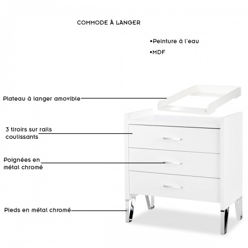 BLANKA Commode enfant avec plan à langer amovible et pieds métal 2
