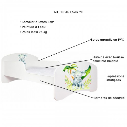 Lit enfant 140x70 avec matelas 2