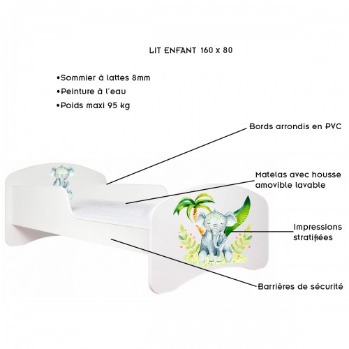 Lit enfant 160 x 80 avec matelas 2