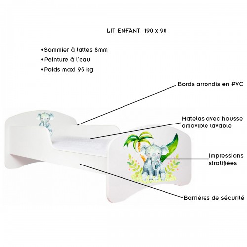 Lit enfant 190x90 avec matelas 2