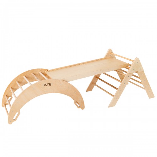 LOU Ensemble d'escalade Montessori : Triangle de Pikler avec rampe et arche d'apprentissage 2