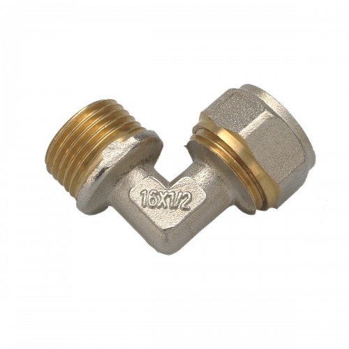 Raccord coudé 90° mâle / mâle 16x1/2" tube PER Ø16 2