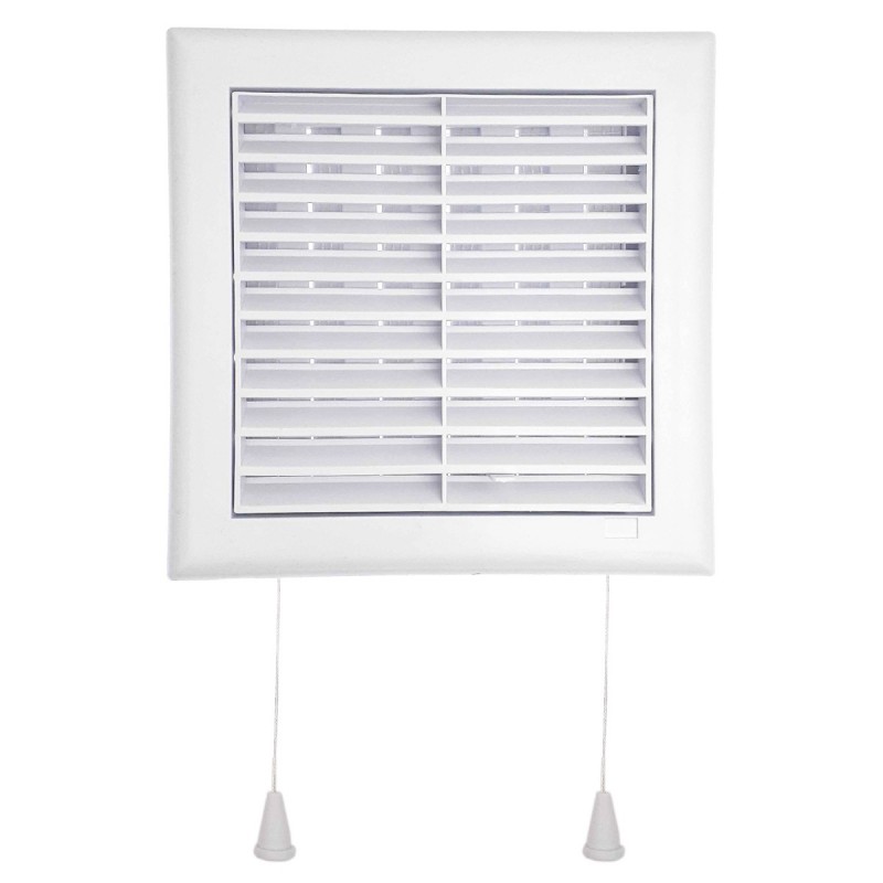 Grille intérieur avec moustiquaire et tirette  140x140mm