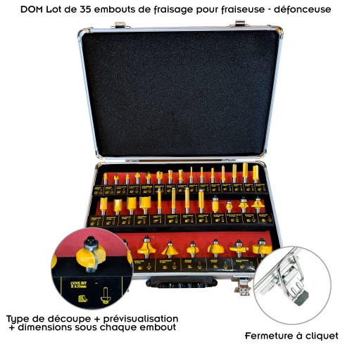 DOM Lot de 35 pcs embouts de fraiseuse/défonceuse 2