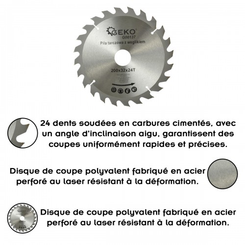 Lame de scie circulaire tct pour bois Ø 200x32x24T 2
