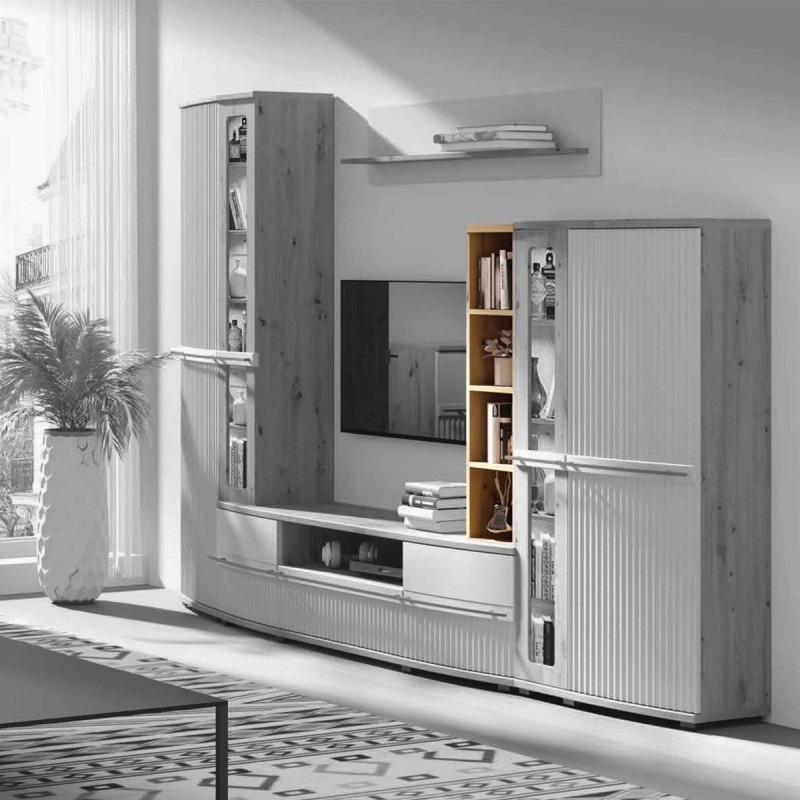 CANDY Petite bibliothèque 4 cases 25x103 cm en bois design moderne épuré