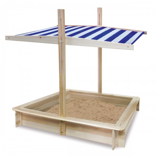 MIKI Bac à sable en bois avec toit ouvrant 2