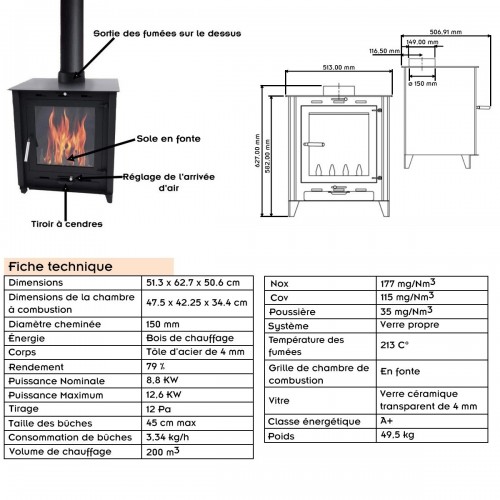 Poêle à bois Solaris 12KW 2
