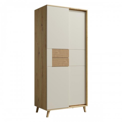 BRUNO Armoire penderie 2 portes 87x193 cm en bois clair design intemporel