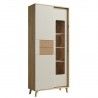 BRUNO Vitrine avec LED 2 portes 5 étages 87x193 cm en bois clair design intemporel
