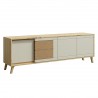 BRUNO Meuble TV 2 portes 2 tiroirs 171x53 cm en bois clair design intemporel