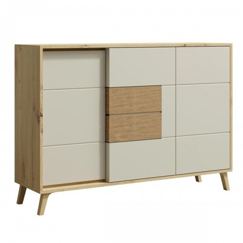 BRUNO Buffet commode 2 portes 3 tiroirs 130x89 cm en bois clair design intemporel