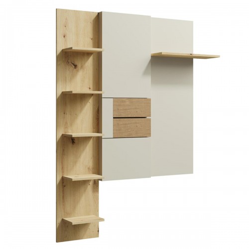 BRUNO Grand panneau mural 6 étagères 125x174 cm en bois clair design intemporel