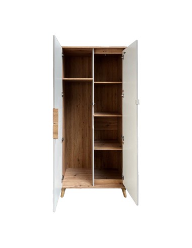 BRUNO Armoire penderie 2 portes 87x193 cm en bois clair design intemporel