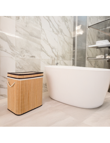 RUNHY Panier à linge en bambou