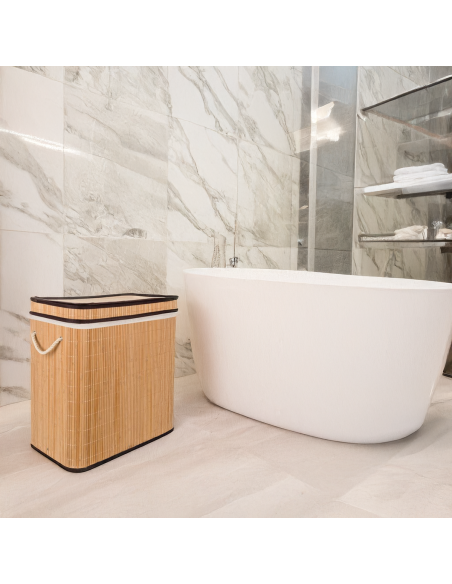 RUNHY Panier à linge en bambou