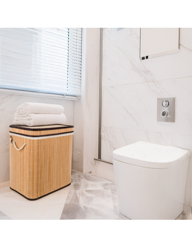 RUNHY Panier à linge en bambou