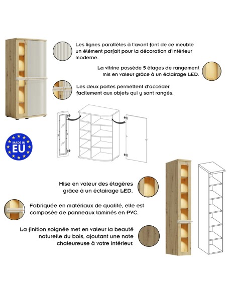 CANDY Ensemble de meubles de salon Vitrine Armoire Bibliothèque Meuble TV Étagère design moderne épuré