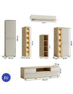 CANDY Ensemble de meubles de salon Vitrine Armoire Bibliothèque Meuble TV Étagère design moderne épuré 2
