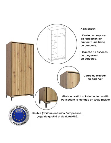 PARII Armoire penderie design bois étagères