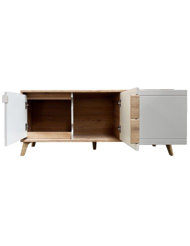 BRUNO Meuble TV 2 portes 1 tiroir 130x53 cm en bois clair design intemporel