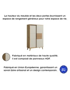 BRUNO Vaisselier 2 portes 87x137 cm en bois clair design intemporel 2