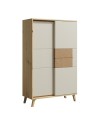 BRUNO Vaisselier 2 portes 87x137 cm en bois clair design intemporel