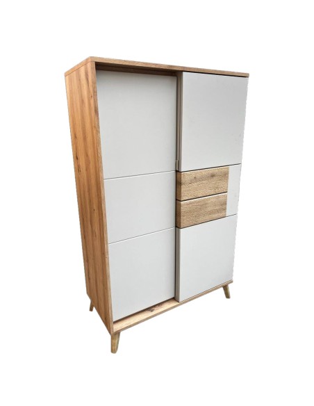 BRUNO Vaisselier 2 portes 87x137 cm en bois clair design intemporel