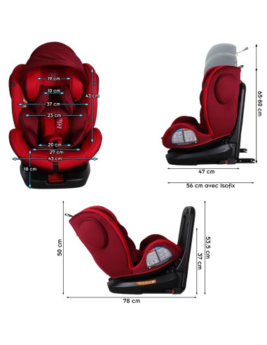 Siège auto ZÉLI i-Size 360° Isofix 40 à 150 cm 0-36 kg inclinable