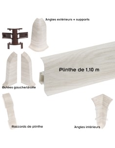 Plinthes goulotte passe-câble PVC 59 mm - 1,10 m avec raccords inclus 2