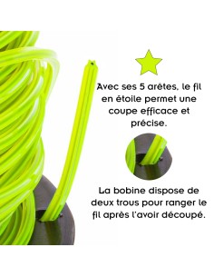 Bobine de fil 100 m pour débroussailleuse coupe-bordure - Fil en étoile 2