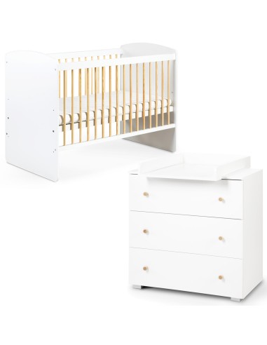 KAROLINA II Ensemble lit bébé 120x60 et commode à langer 3 tiroirs