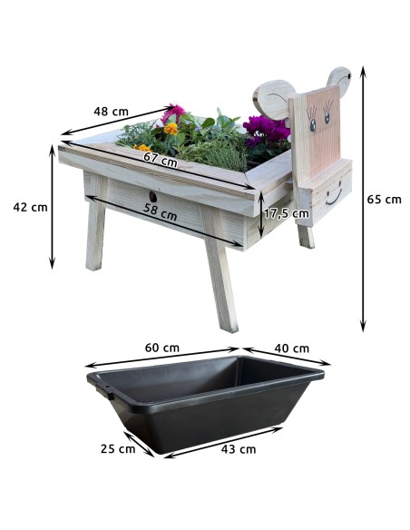 Jardinière en bois DIY à assembler avec bac plastique de 20L