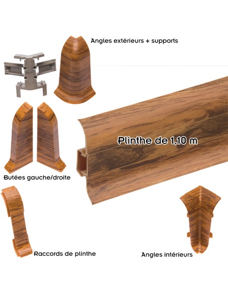 Plinthes goulotte passe-câble PVC 59 mm - 1,10 m avec raccords inclus