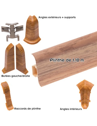 Plinthes goulotte passe-câble PVC 59 mm - 1,10 m avec raccords inclus