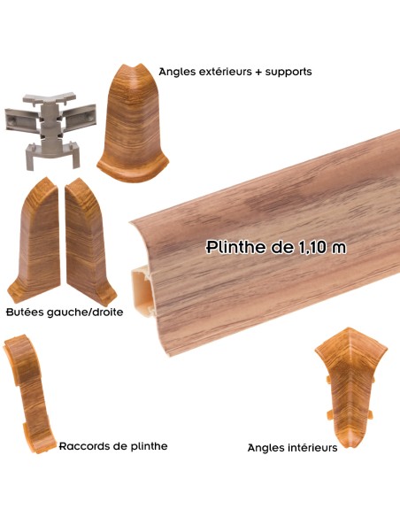 Plinthes goulotte passe-câble PVC 59 mm - 1,10 m avec raccords inclus