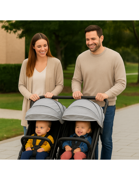 Poussette jumeaux ou enfants rapprochés largeur 74 cm