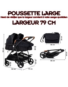 Poussette jumeaux ou enfants rapprochés avec ou sans siège auto 2
