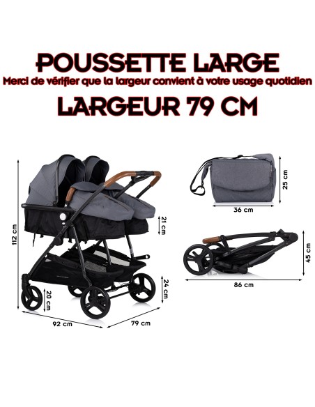 Poussette jumeaux ou enfants rapprochés avec ou sans siège auto