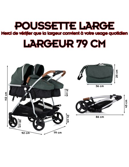 Poussette jumeaux ou enfants rapprochés avec ou sans siège auto
