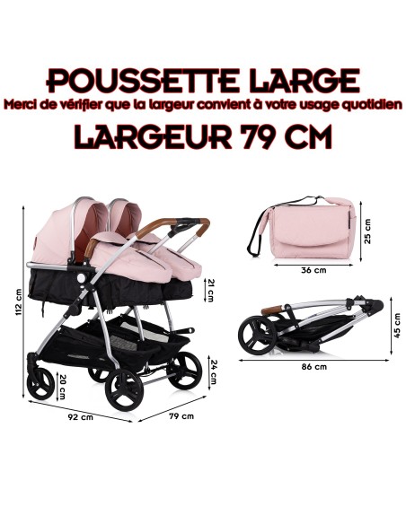 Poussette jumeaux ou enfants rapprochés avec ou sans siège auto