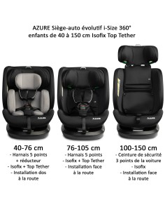 Siège auto AZURE i-Size 360° Isofix 40 à 150 cm inclinable 2