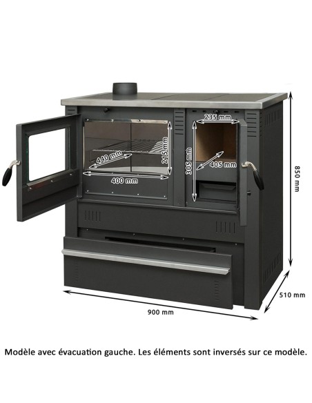 CELIMIKA ECO Cuisinière à bois A+ 10 kW poêle à bois avec four