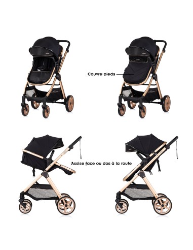 VISTA Poussette combinée jusqu'à 22 kg nacelle souple + assise classique avec cosy i-Size et base Isofix en option