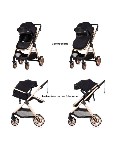 VISTA Poussette combinée jusqu'à 22 kg nacelle souple + assise classique avec cosy i-Size et base Isofix en option
