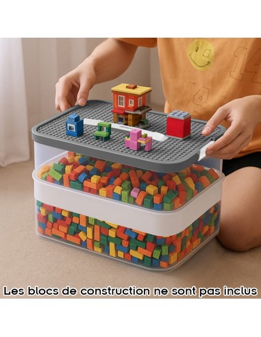 Boîte de rangement avec compartiments empilables pour jouets briques de construction