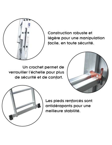 UP Echelle transformable en aluminium coulissant extensible 3 plans