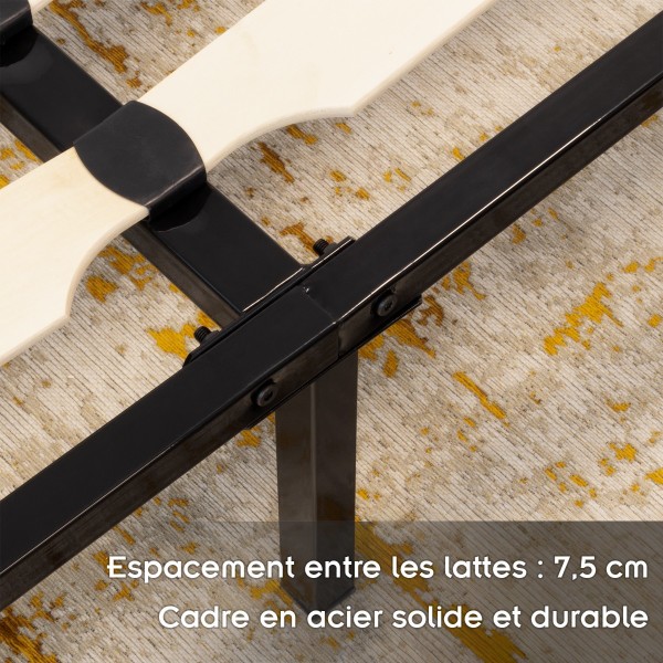 NAMARA Sommier robuste à lattes pieds acier montage facile
