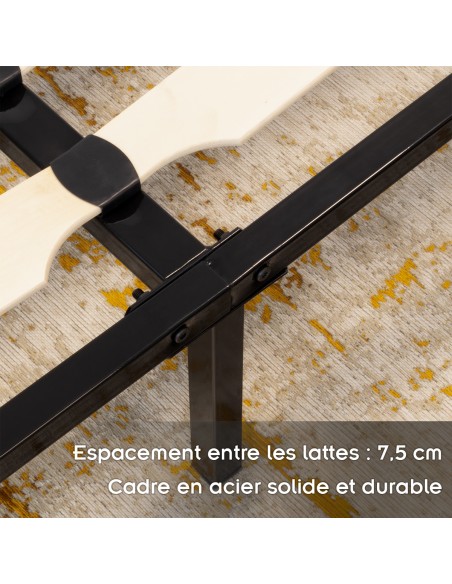 NAMARA Sommier robuste à lattes pieds acier montage facile