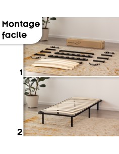 NAMARA Sommier à lattes robuste avec pieds en acier - Montage facile - 2